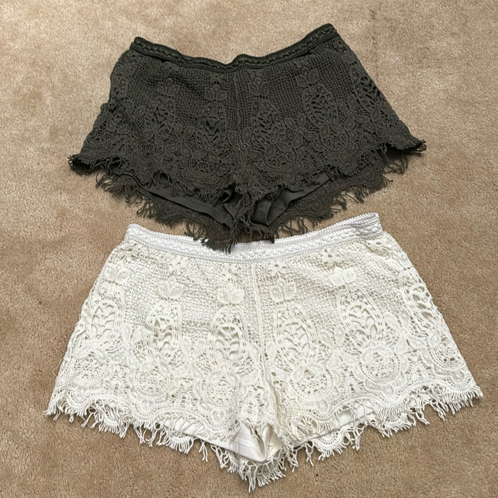Lace crochet cotton shorts 2 pairs